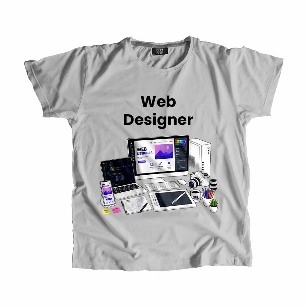Web Designer Men Unisex T-Shirt (Melange Grey) Technology Unisex T-Shirt | City Posters Plus