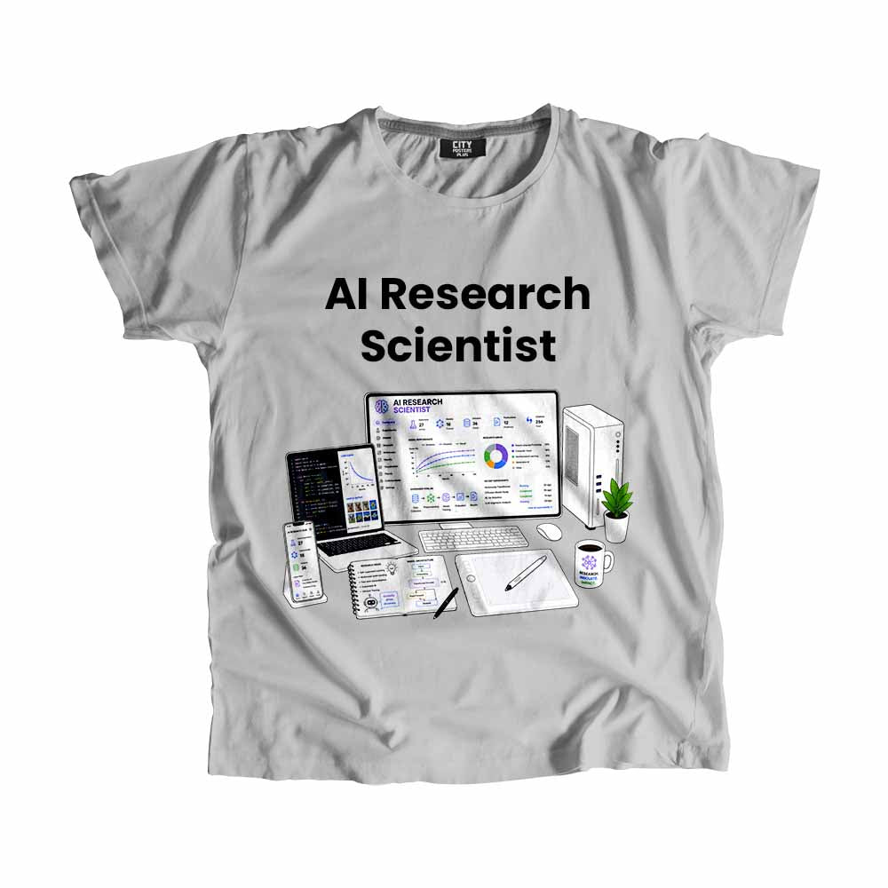 AI Research Scientist  Men Unisex T-Shirt (Melange Grey) Technology Unisex T-Shirt | City Posters Plus