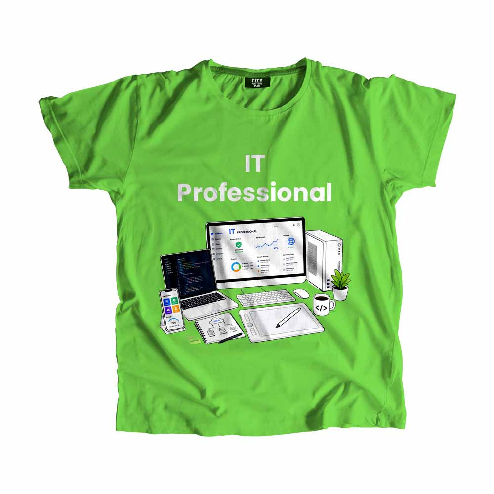 IT Professional Men Unisex T-Shirt (Liril Green) Technology Unisex T-Shirt | City Posters Plus