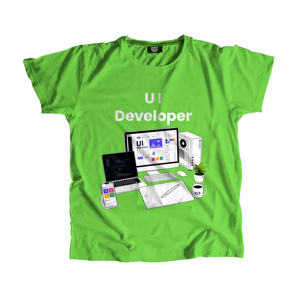 UI Developer Men Unisex T-Shirt (Liril Green) Technology Unisex T-Shirt | City Posters Plus