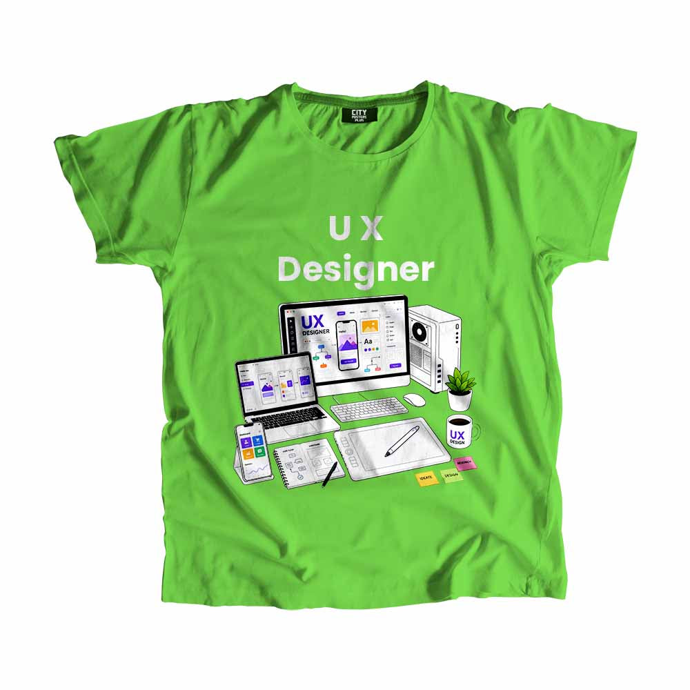 UX Designer Men Unisex T-Shirt (Liril Green) Technology Unisex T-Shirt | City Posters Plus