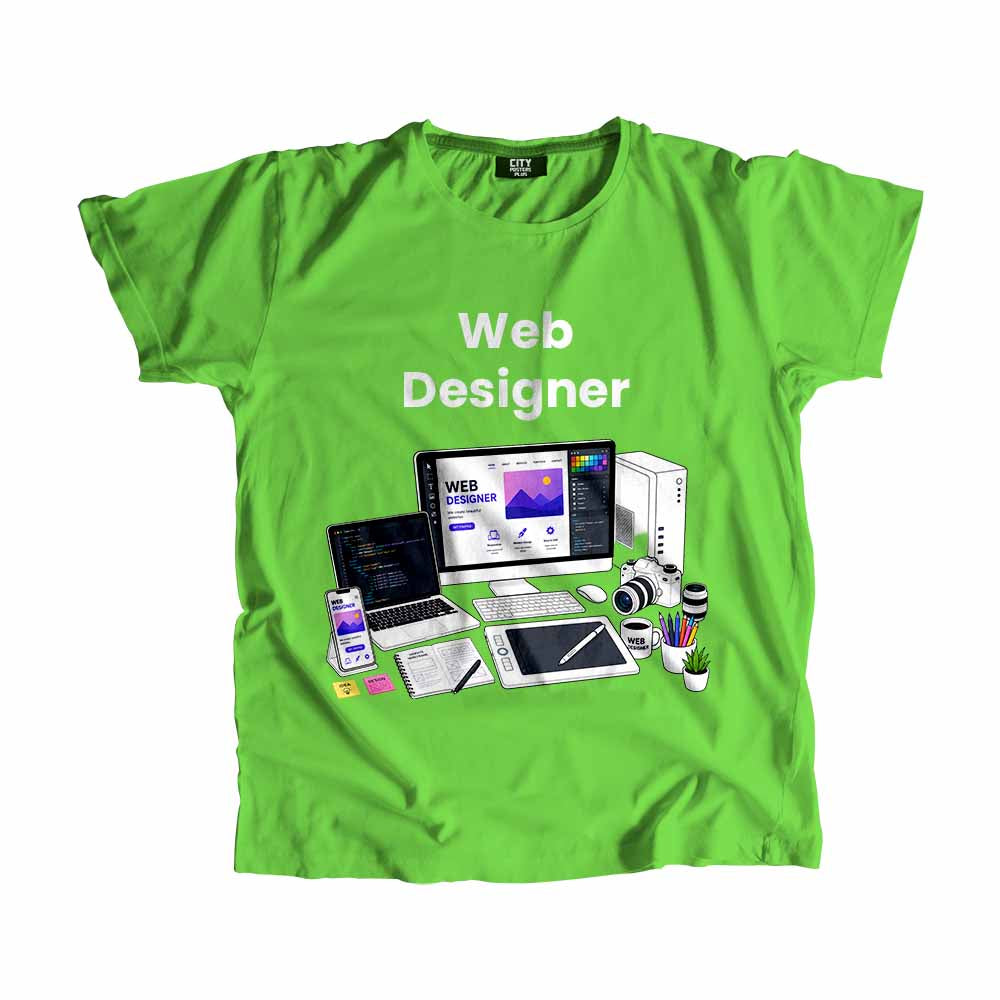 Web Designer Men Unisex T-Shirt (Liril Green) Technology Unisex T-Shirt | City Posters Plus
