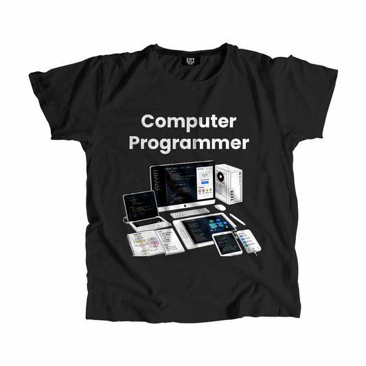 Computer Programmer Men Unisex T-Shirt (Black) Technology Unisex T-Shirt | City Posters Plus