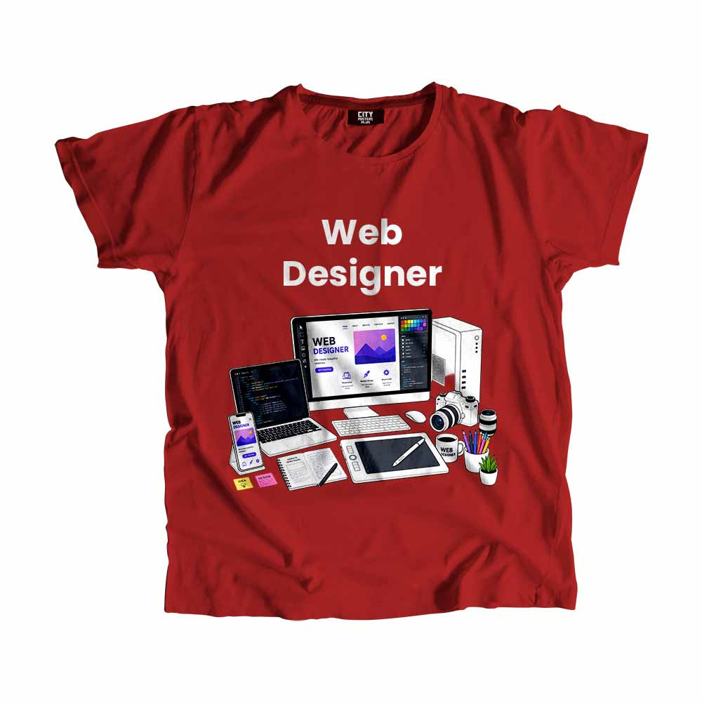 Web Designer Men Unisex T-Shirt (Red) Technology Unisex T-Shirt | City Posters Plus