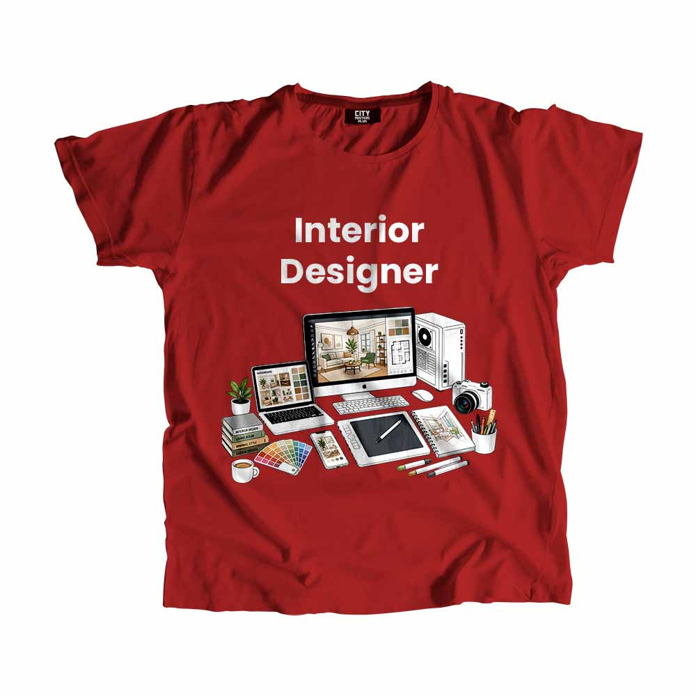 Interior Designer Men Unisex T-Shirt (Red) Technology Unisex T-Shirt | City Posters Plus