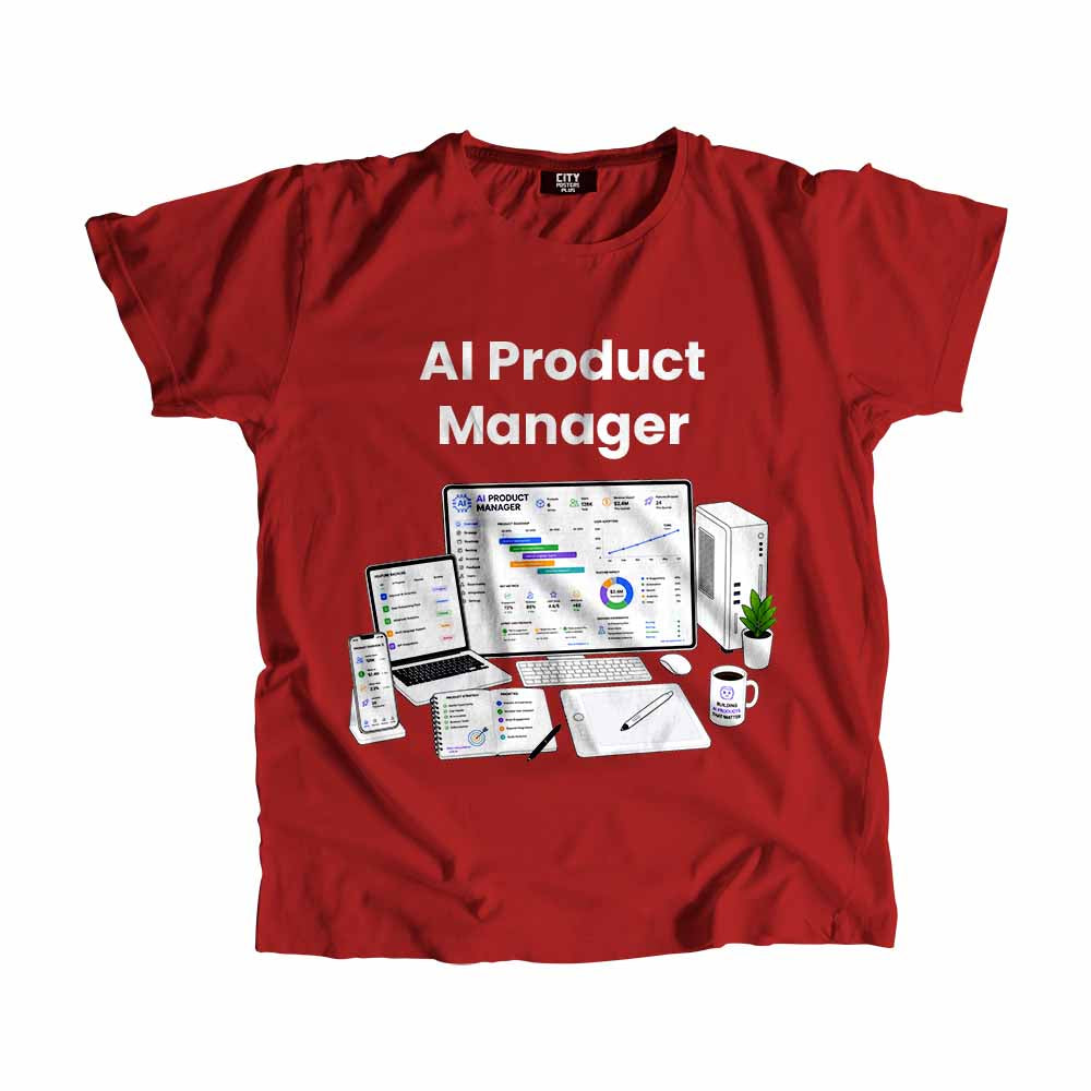 AI Product Manager Men Unisex T-Shirt (Red) Technology Unisex T-Shirt | City Posters Plus