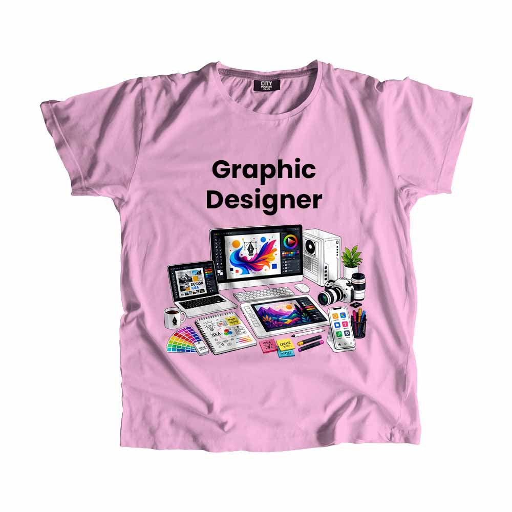 Graphic Designer Men Unisex T-Shirt (Light Pink) Technology Unisex T-Shirt | City Posters Plus