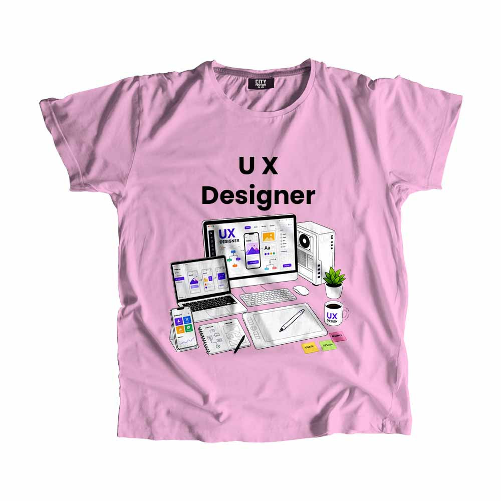 UX Designer Men Unisex T-Shirt (Light Pink) Technology Unisex T-Shirt | City Posters Plus