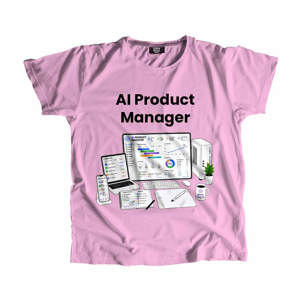 AI Product Manager Men Unisex T-Shirt (Light Pink) Technology Unisex T-Shirt | City Posters Plus