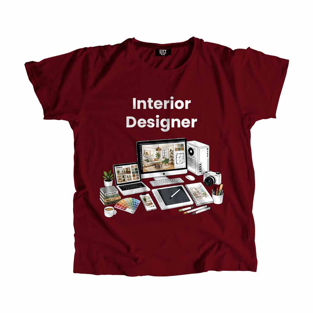 Interior Designer Men Unisex T-Shirt (Maroon) Technology Unisex T-Shirt | City Posters Plus