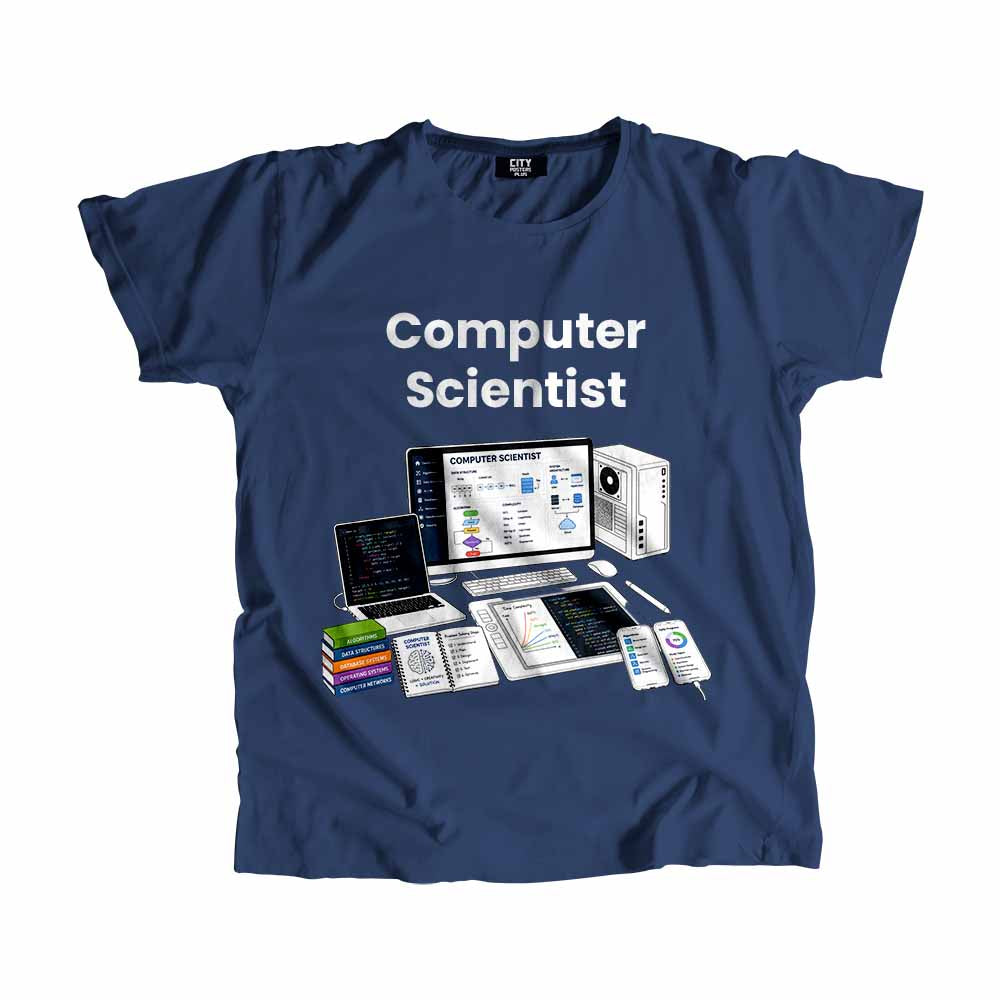 Computer Scientist Men Unisex T-Shirt (Navy Blue) Technology Unisex T-Shirt | City Posters Plus
