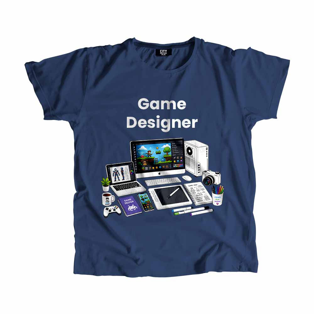 Game Designer Men Unisex T-Shirt (Navy Blue) Technology Unisex T-Shirt | City Posters Plus