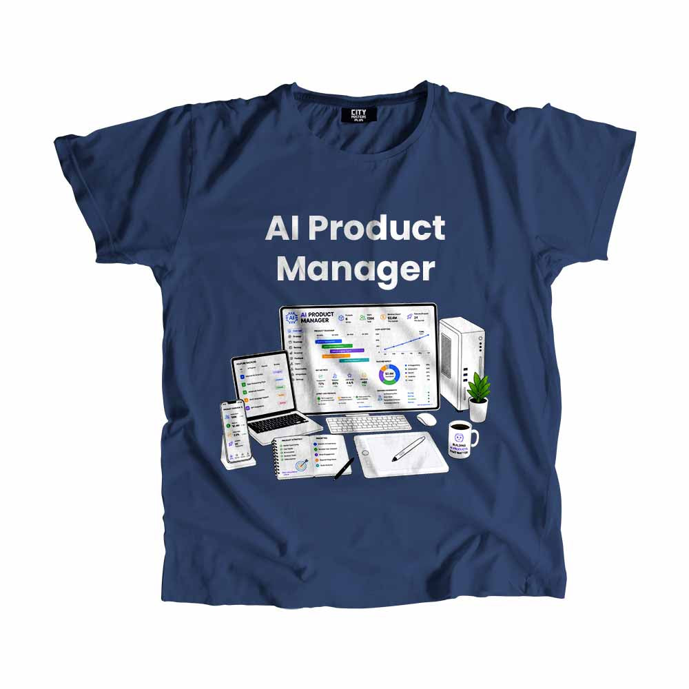 AI Product Manager Men Unisex T-Shirt (Navy Blue) Technology Unisex T-Shirt | City Posters Plus