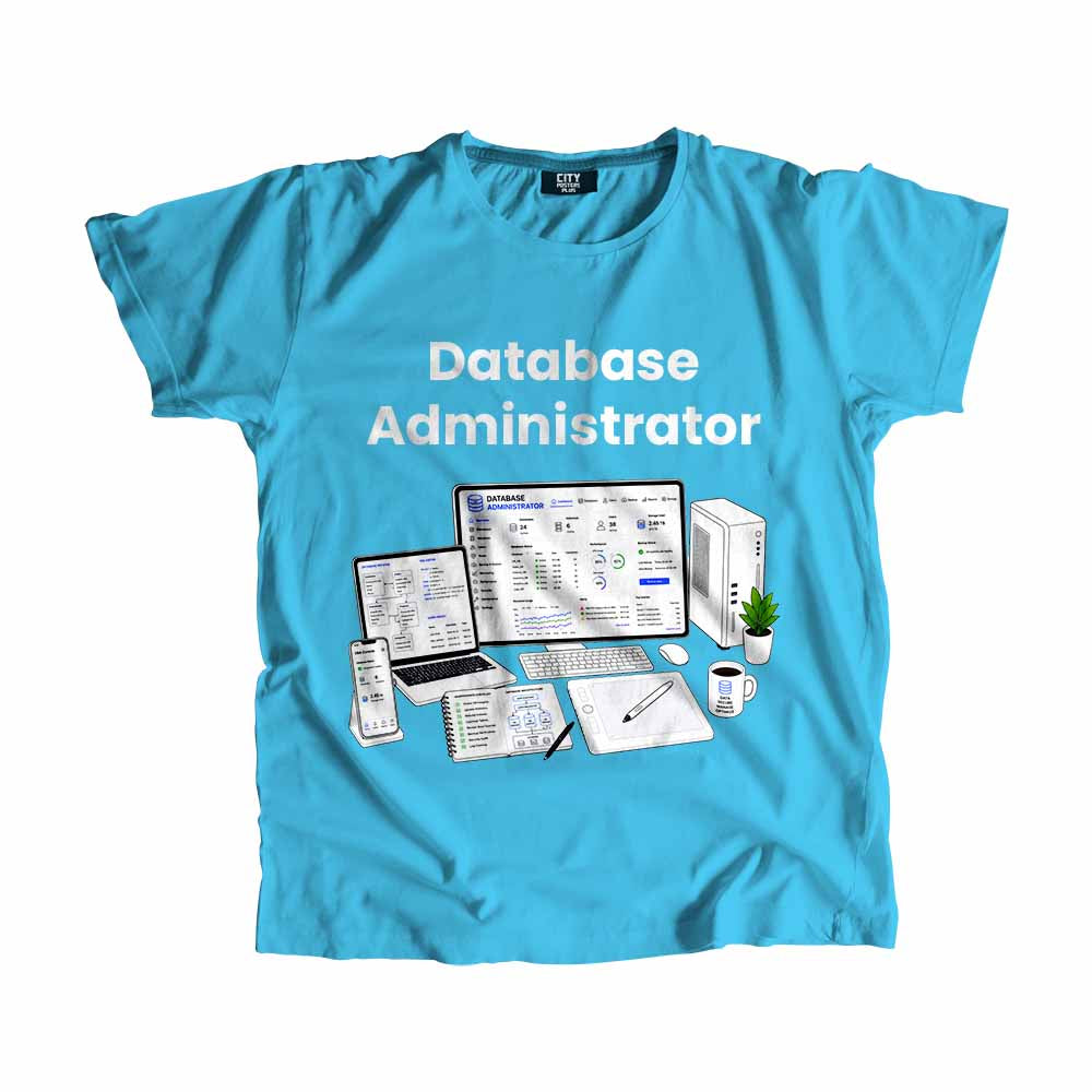 Database Administrator Men Unisex T-Shirt (Sky Blue) Technology Unisex T-Shirt | City Posters Plus