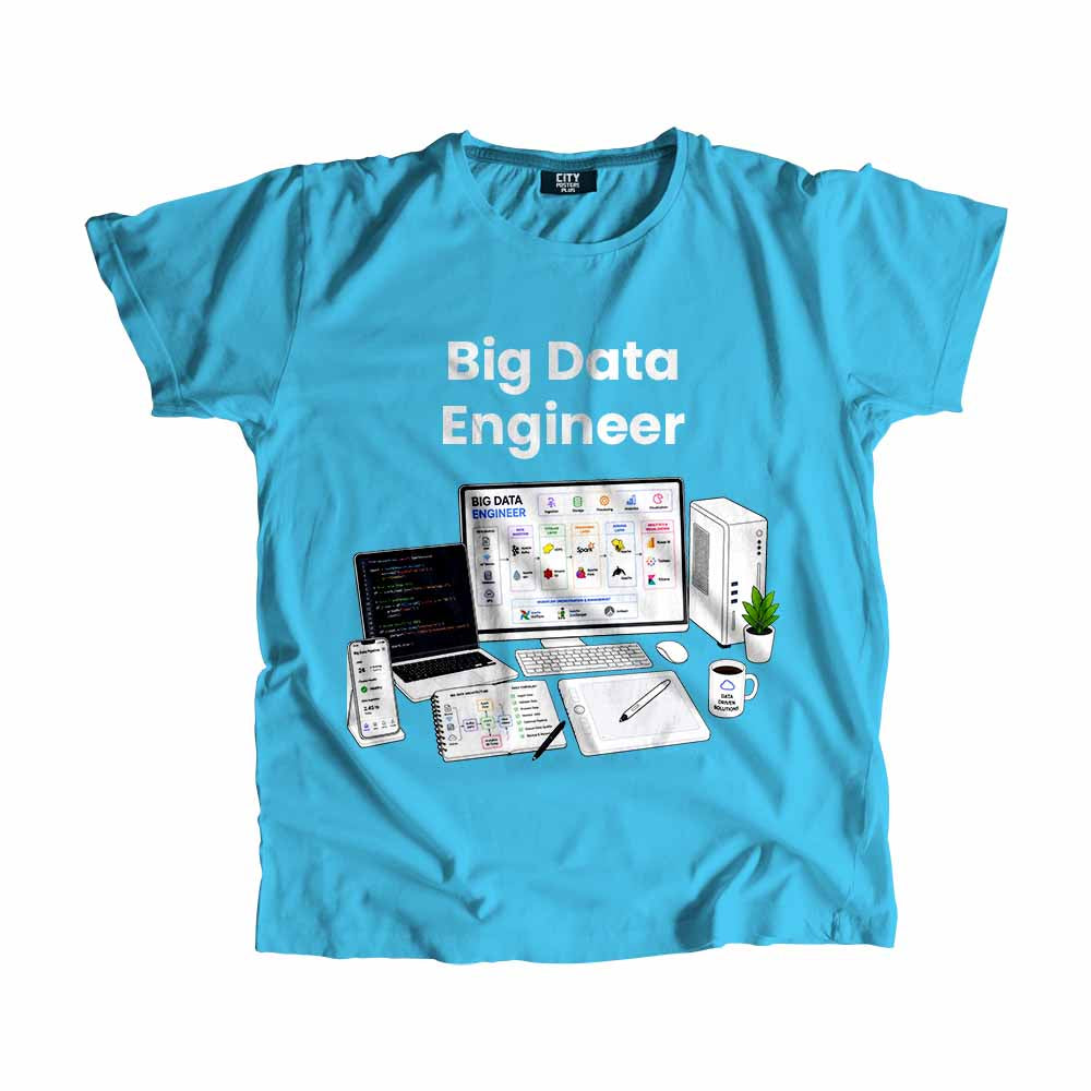 Big Data Engineer Men Unisex T-Shirt (Sky Blue) Technology Unisex T-Shirt | City Posters Plus