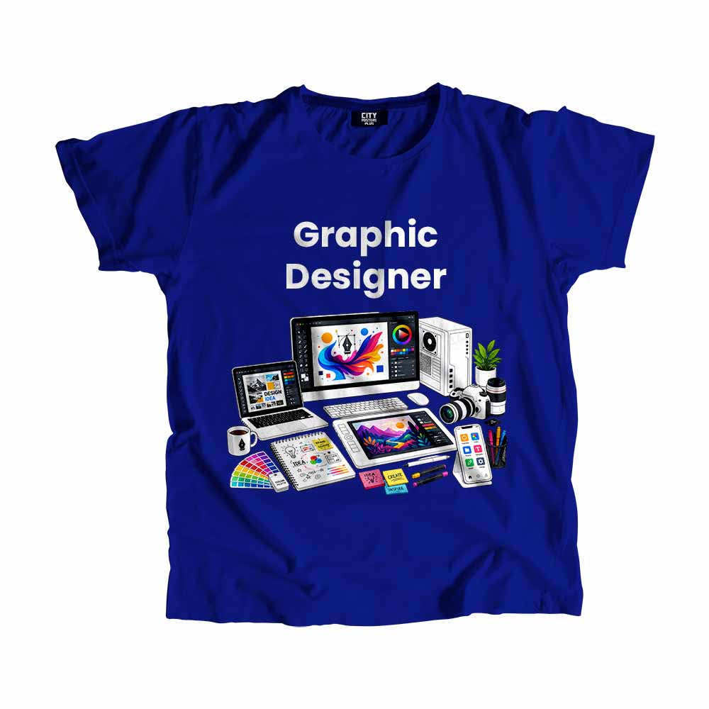 Graphic Designer Men Unisex T-Shirt (Royal Blue) Technology Unisex T-Shirt | City Posters Plus