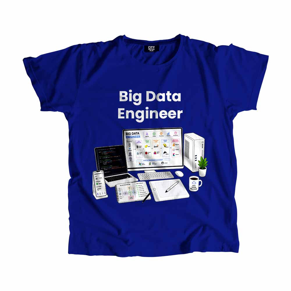 Big Data Engineer Men Unisex T-Shirt (Royal Blue) Technology Unisex T-Shirt | City Posters Plus