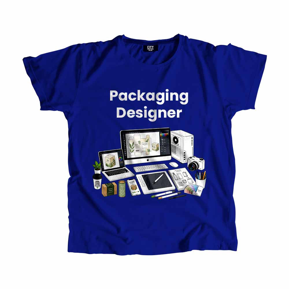 Packaging Designer Men Unisex T-Shirt (Royal Blue) Technology Unisex T-Shirt | City Posters Plus
