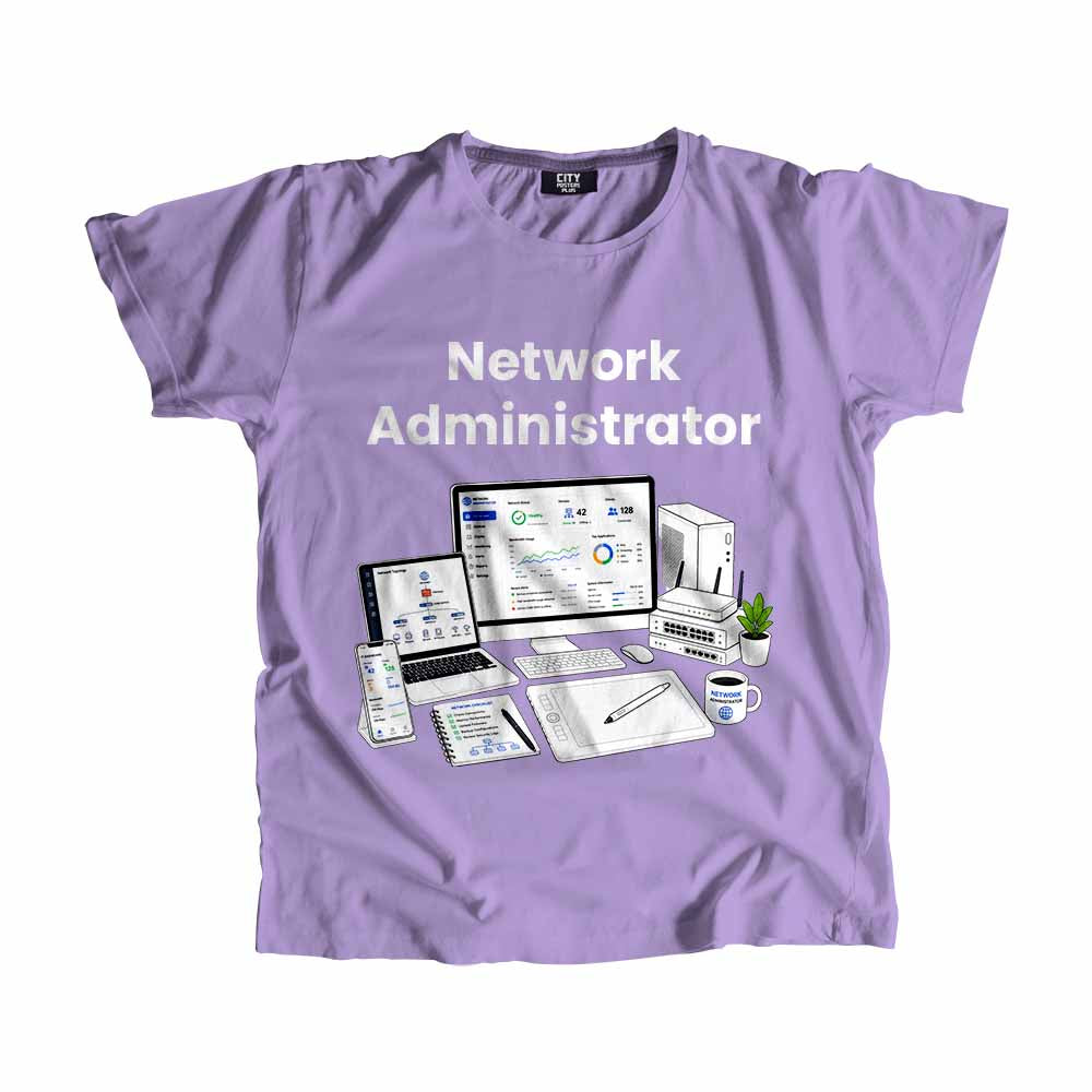 Network Administrator Men Unisex T-Shirt (Iris Lavender) Technology Unisex T-Shirt | City Posters Plus