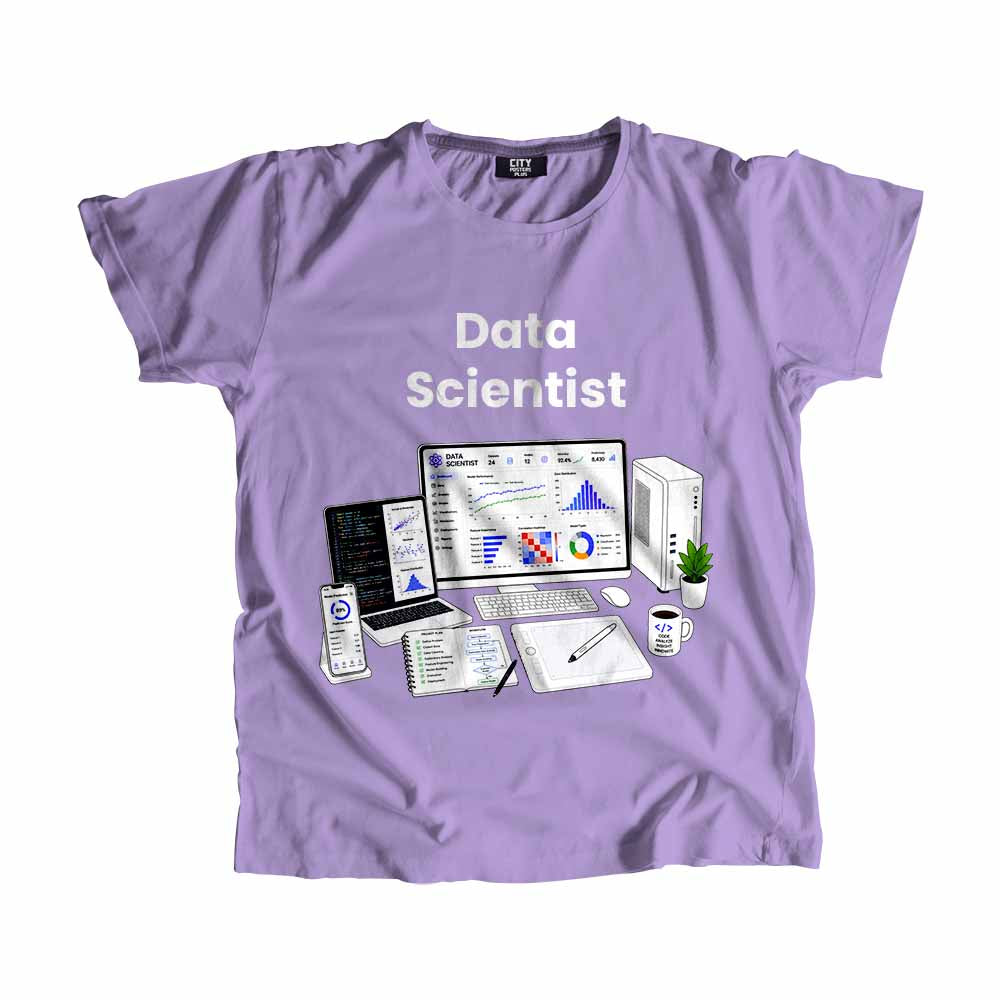 Data Scientist Men Unisex T-Shirt (Iris Lavender) Technology Unisex T-Shirt | City Posters Plus