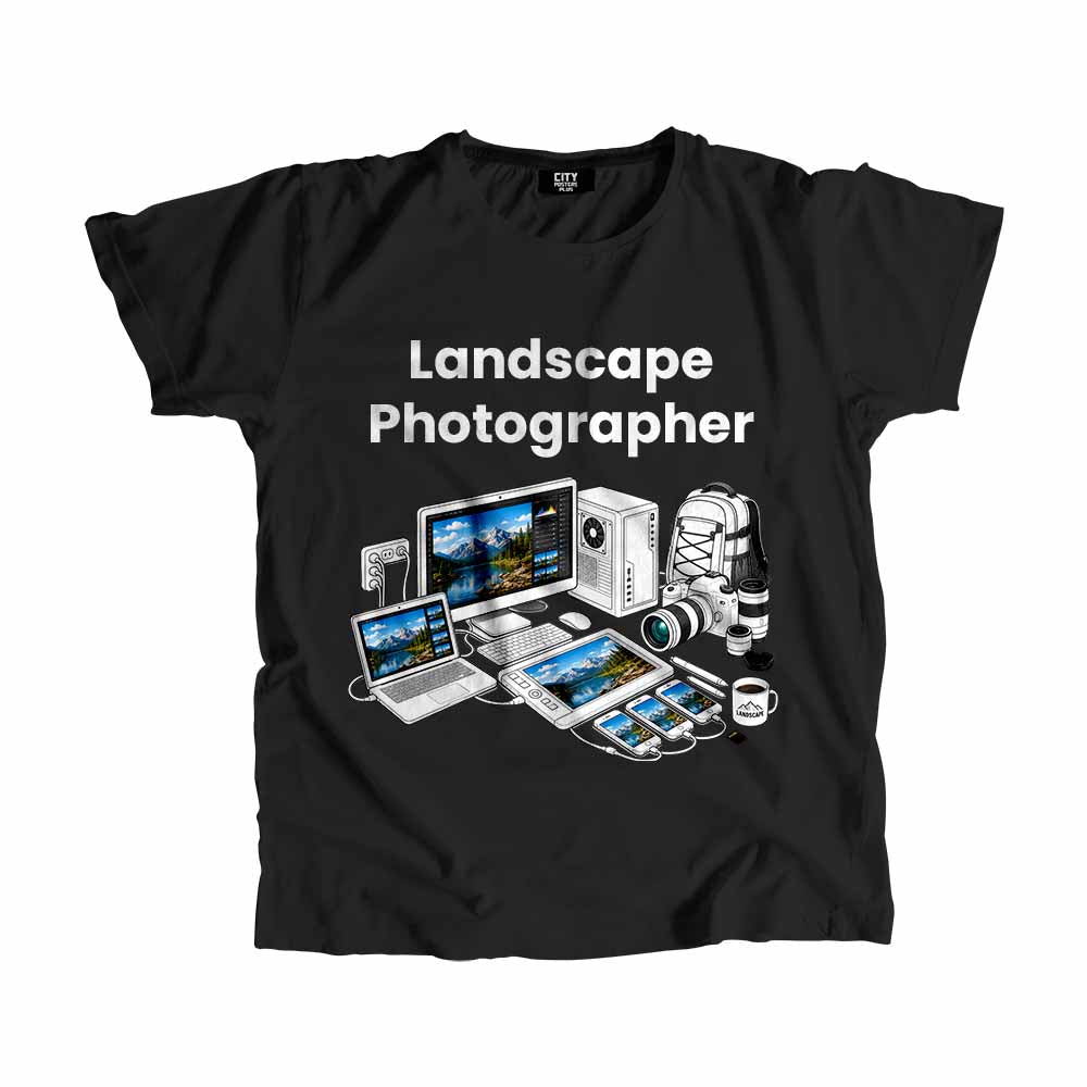 Landscape Photographer Men Unisex T-Shirt (Black) Technology Unisex T-Shirt | City Posters Plus