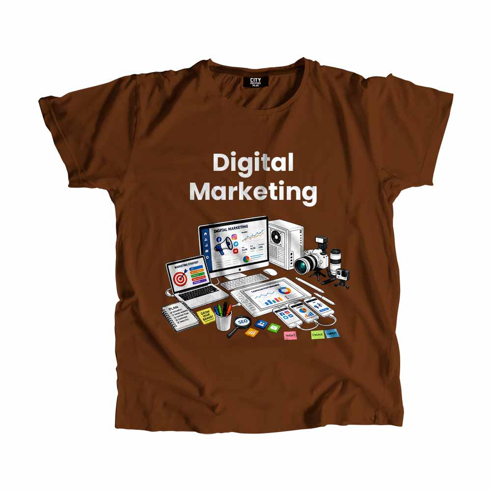 Digital Marketing Men Unisex T-Shirt (Brown) Technology Unisex T-Shirt | City Posters Plus