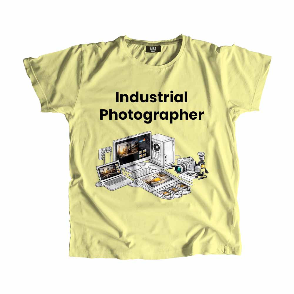Industrial Photographer Men Unisex T-Shirt (Butter Yellow) Technology Unisex T-Shirt | City Posters Plus