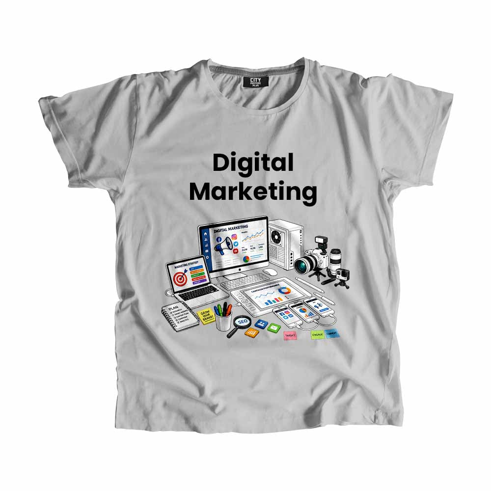 Digital Marketing Men Unisex T-Shirt (Melange Grey) Technology Unisex T-Shirt | City Posters Plus