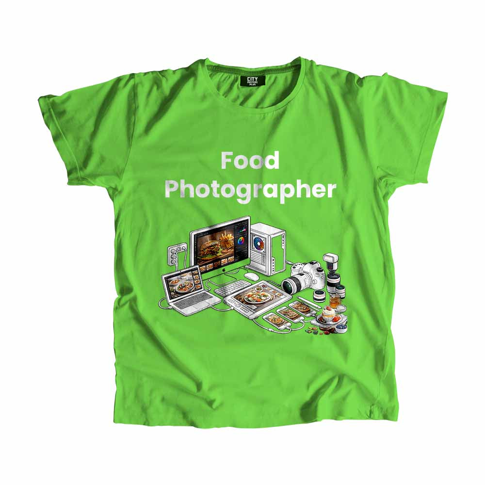 Food Photographer Men Unisex T-Shirt (Liril Green) Technology Unisex T-Shirt | City Posters Plus