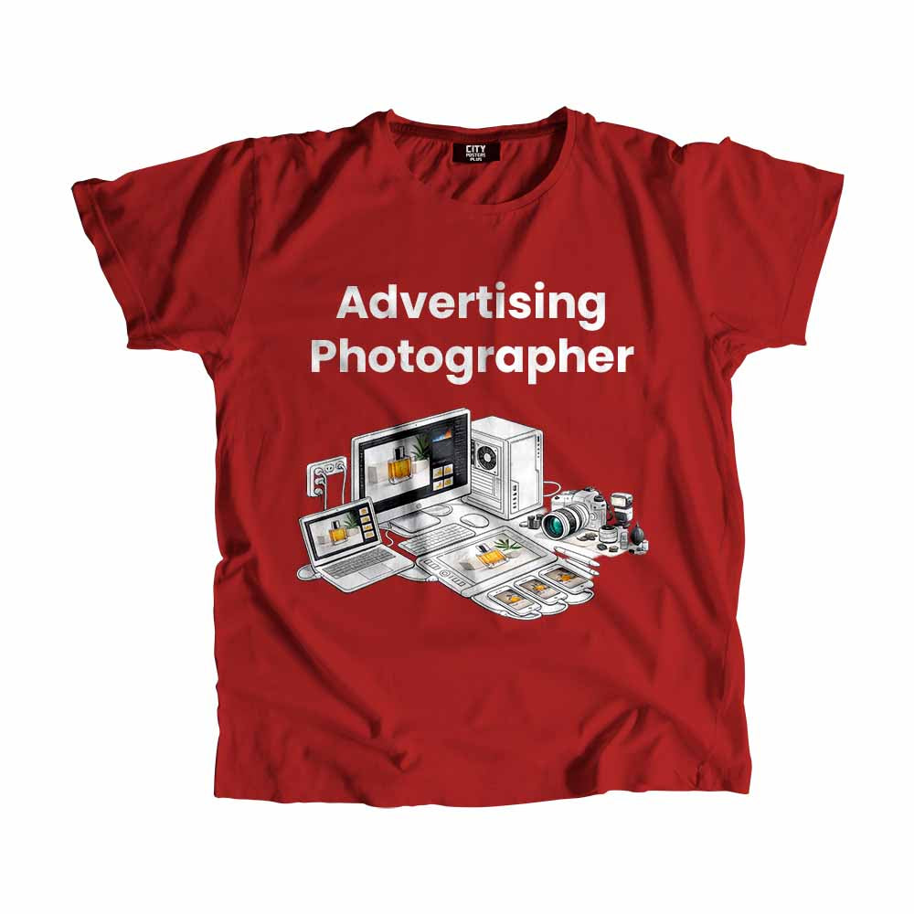 Advertising Photographer Men Unisex T-Shirt (Red) Technology Unisex T-Shirt | City Posters Plus
