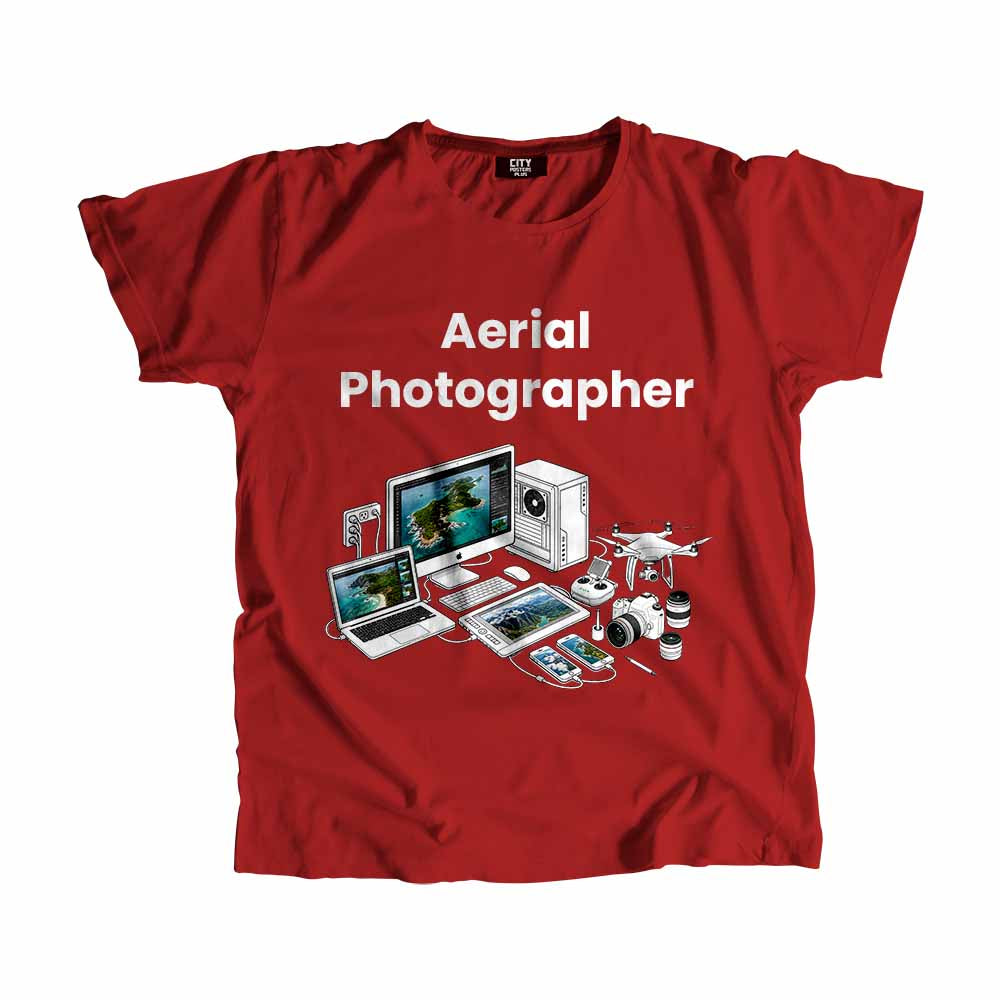 Aerial Photographer Men Unisex T-Shirt (Red) Technology Unisex T-Shirt | City Posters Plus