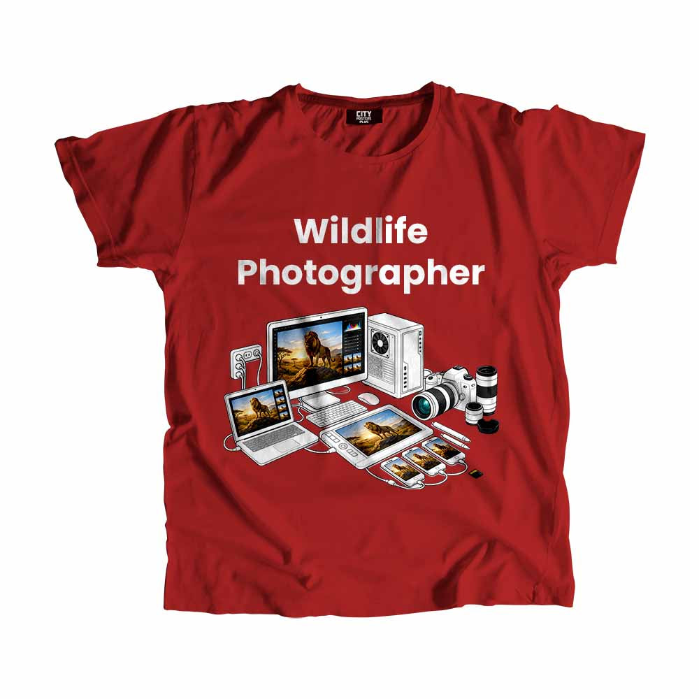 Wildlife Photographer Men Unisex T-Shirt (Red) Technology Unisex T-Shirt | City Posters Plus