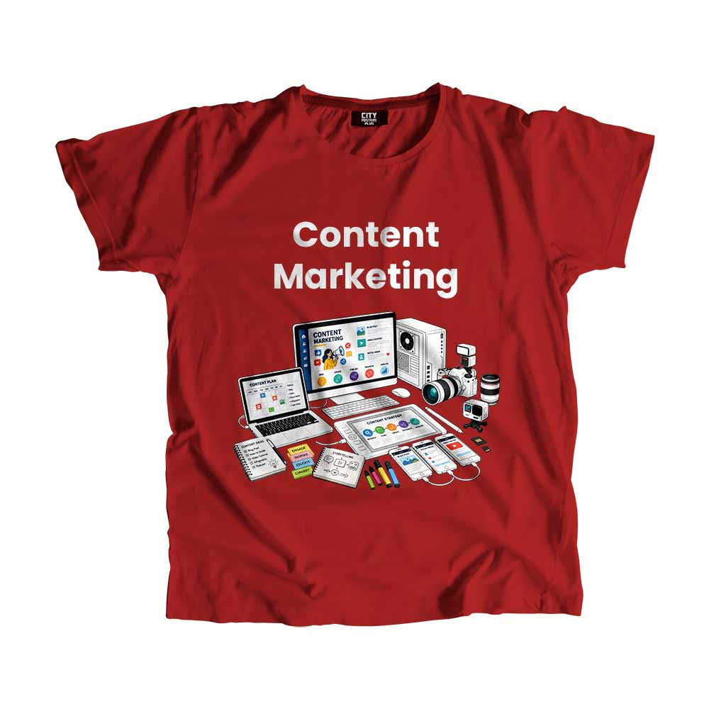 Content Marketing Men Unisex T-Shirt (Red) Technology Unisex T-Shirt | City Posters Plus