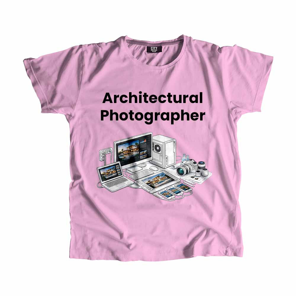 Architectural Photographer Men Unisex T-Shirt (Light Pink) Technology Unisex T-Shirt | City Posters Plus