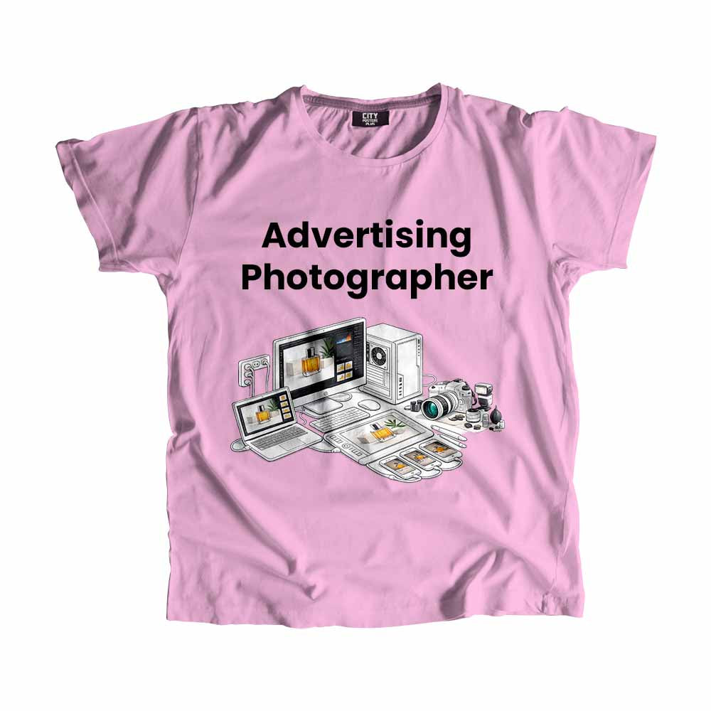 Advertising Photographer Men Unisex T-Shirt (Light Pink) Technology Unisex T-Shirt | City Posters Plus