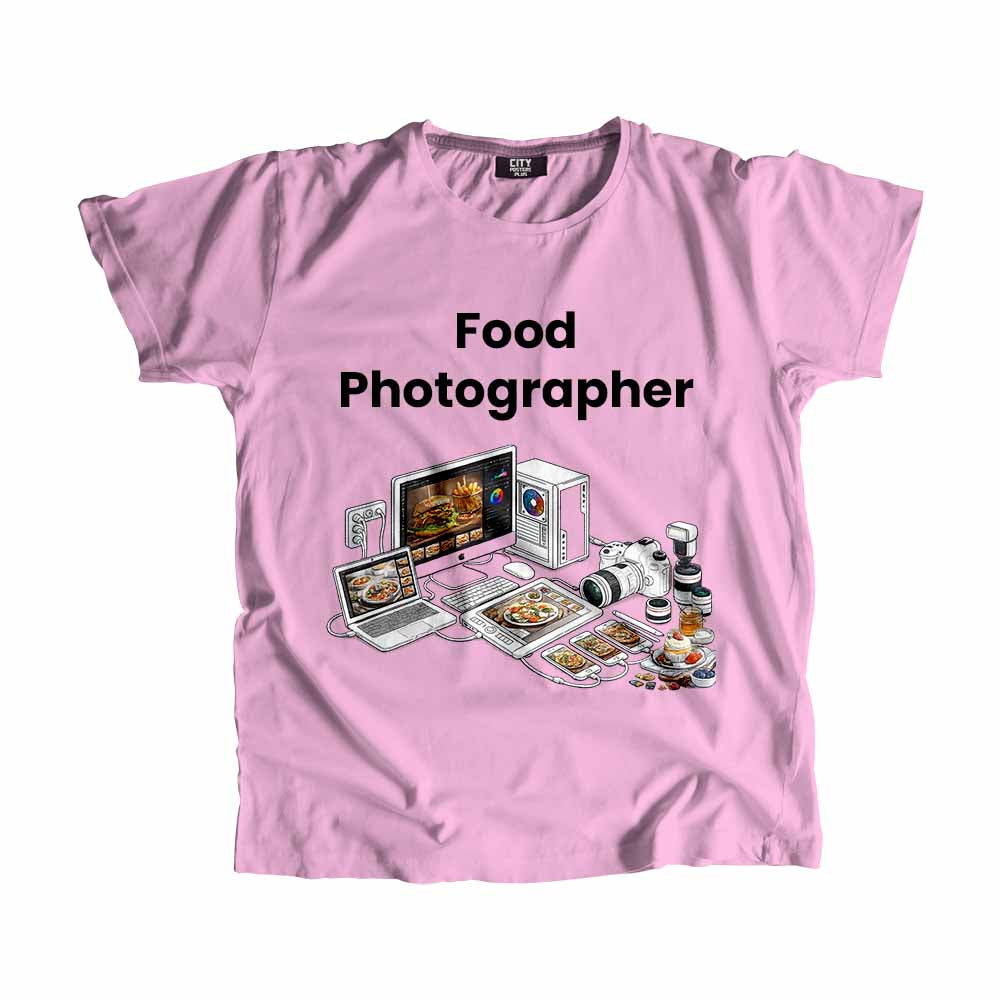 Food Photographer Men Unisex T-Shirt (Light Pink) Technology Unisex T-Shirt | City Posters Plus