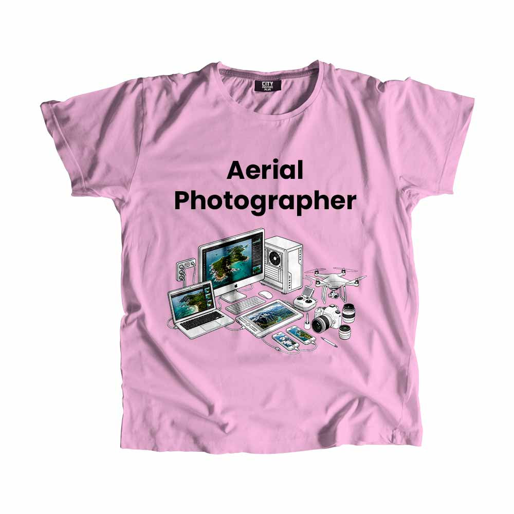 Aerial Photographer Men Unisex T-Shirt (Light Pink) Technology Unisex T-Shirt | City Posters Plus