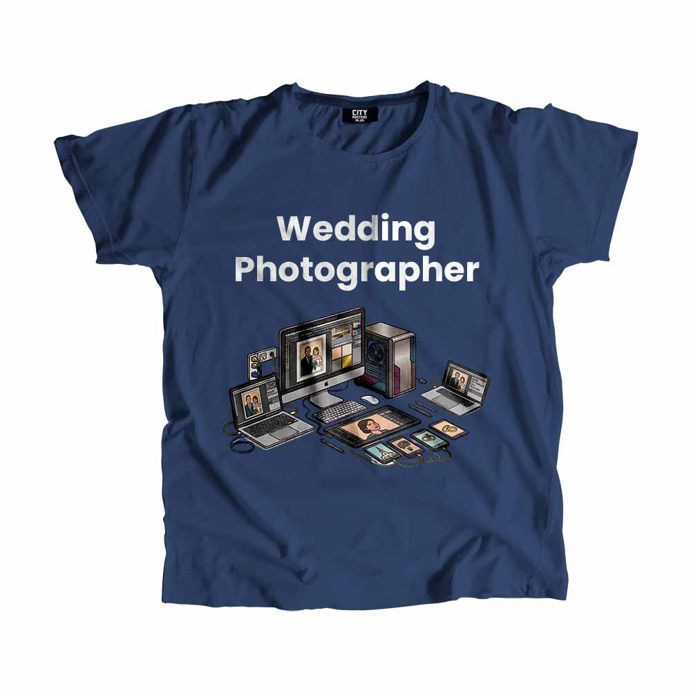 Wedding Photographer Men Unisex T-Shirt (Navy Blue) Technology Unisex T-Shirt | City Posters Plus