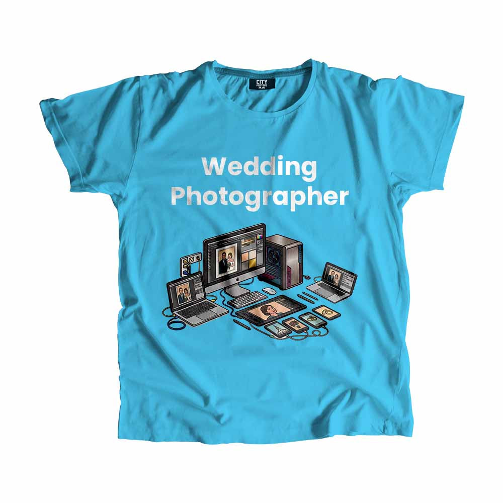 Wedding Photographer Men Unisex T-Shirt (Sky Blue) Technology Unisex T-Shirt | City Posters Plus
