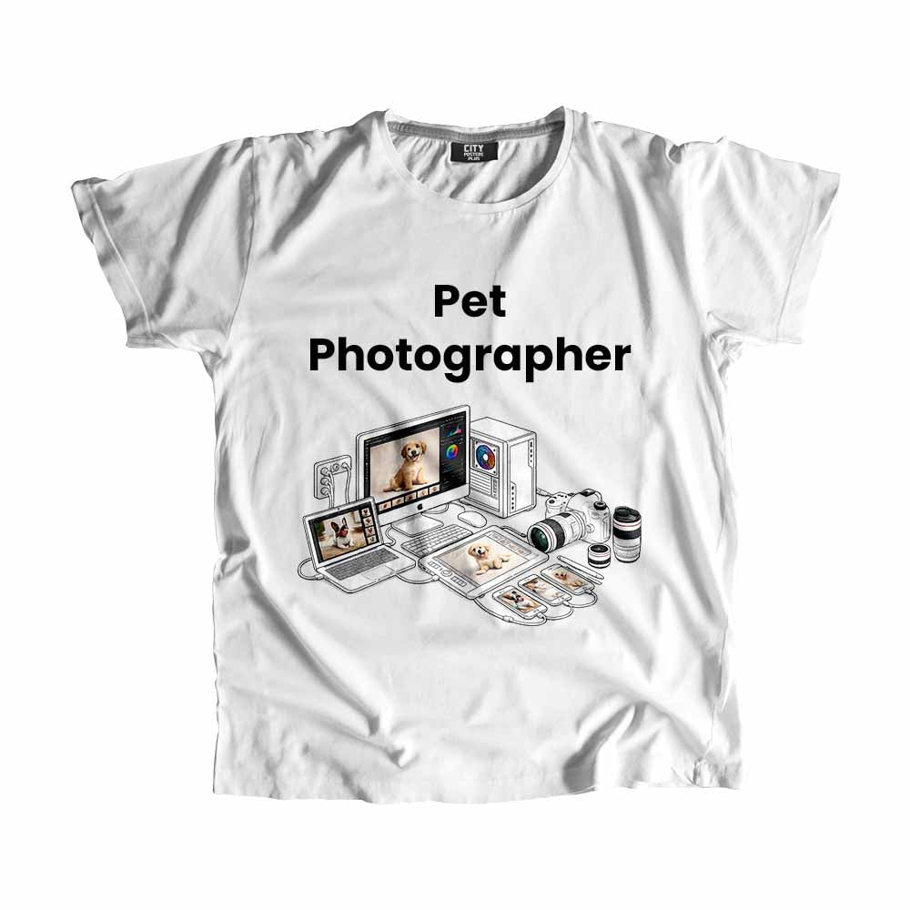 Pet Photographer Men Unisex T-Shirt (White) Technology Unisex T-Shirt | City Posters Plus