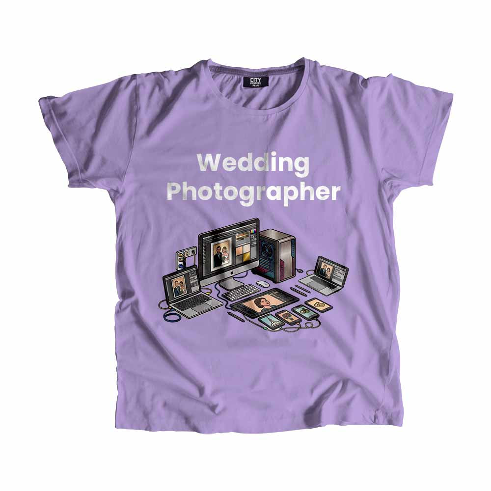 Wedding Photographer Men Unisex T-Shirt (Iris Lavender) Technology Unisex T-Shirt | City Posters Plus