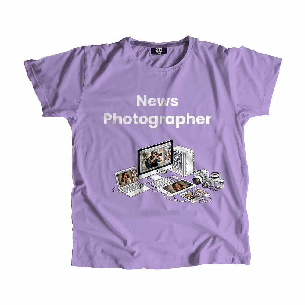 News Photographer Men Unisex T-Shirt (Iris Lavender) Technology Unisex T-Shirt | City Posters Plus