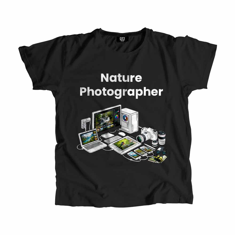 Nature Photographer Men Unisex T-Shirt (Black) Technology Unisex T-Shirt | City Posters Plus