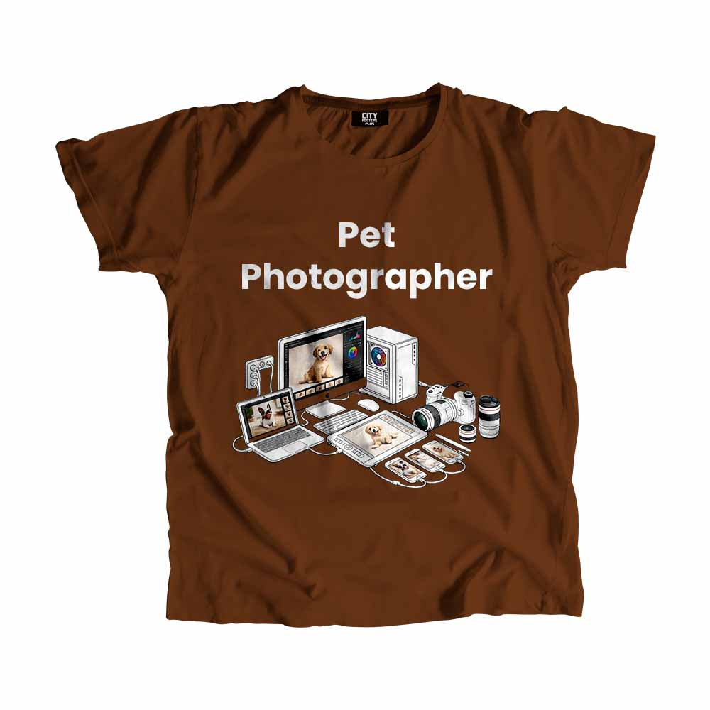 Pet Photographer Men Unisex T-Shirt (Brown) Technology Unisex T-Shirt | City Posters Plus