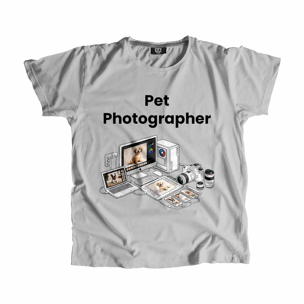 Pet Photographer Men Unisex T-Shirt (Melange Grey) Technology Unisex T-Shirt | City Posters Plus