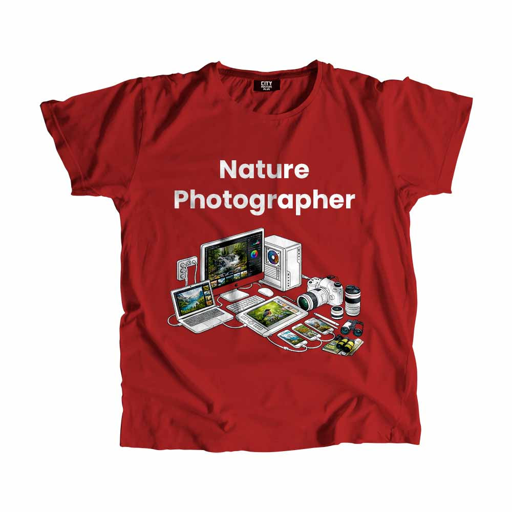 Nature Photographer Men Unisex T-Shirt (Red) Technology Unisex T-Shirt | City Posters Plus