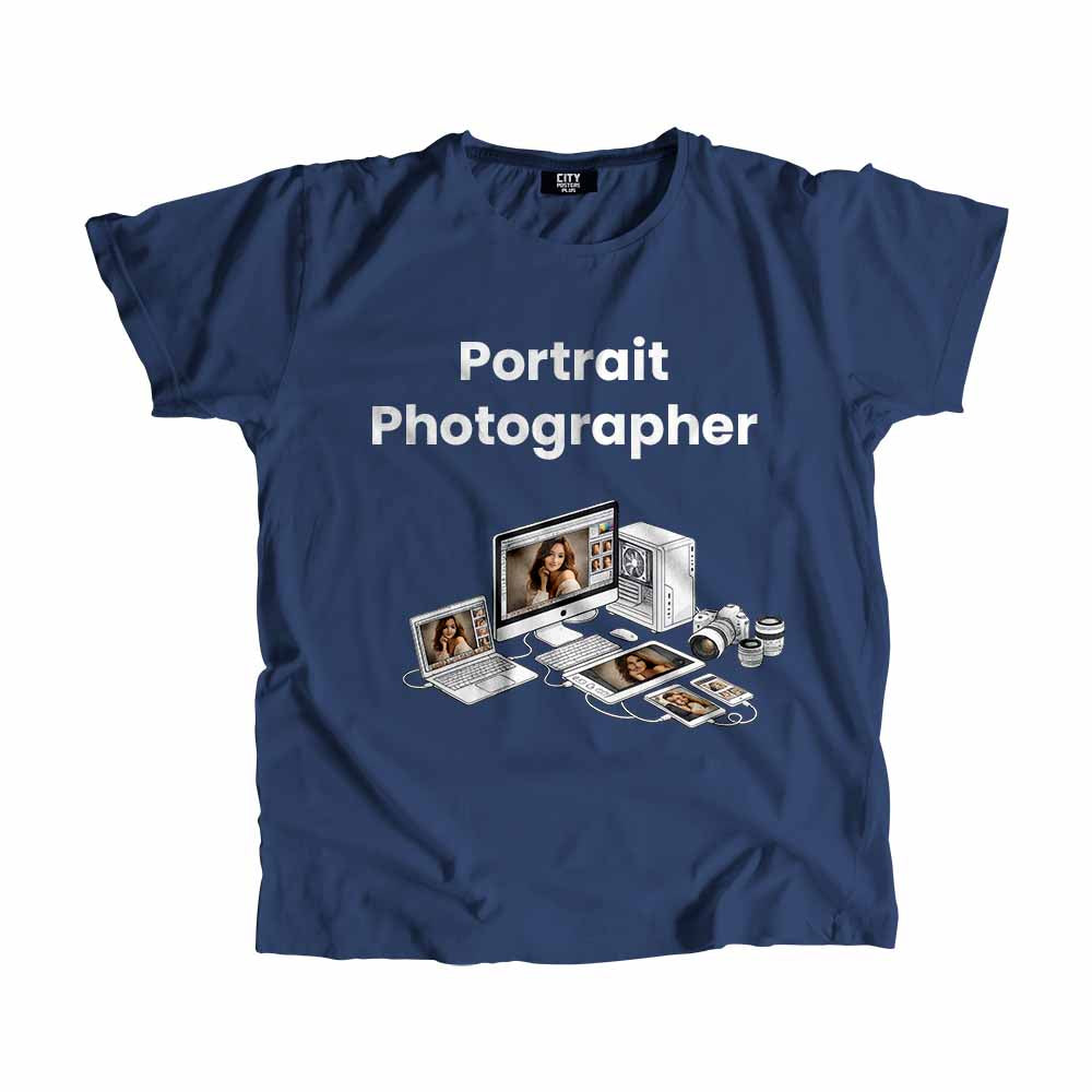 Portrait Photographer Men Unisex T-Shirt (Navy Blue) Technology Unisex T-Shirt | City Posters Plus