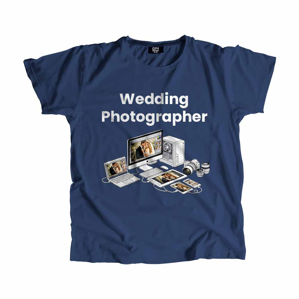 Wedding Photographer Men Unisex T-Shirt (Navy Blue) Technology Unisex T-Shirt | City Posters Plus