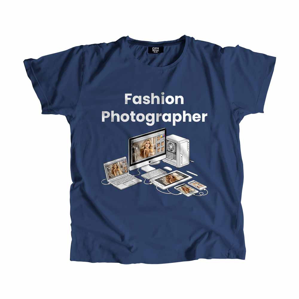 Fashion Photographer Men Unisex T-Shirt (Navy Blue) Technology Unisex T-Shirt | City Posters Plus