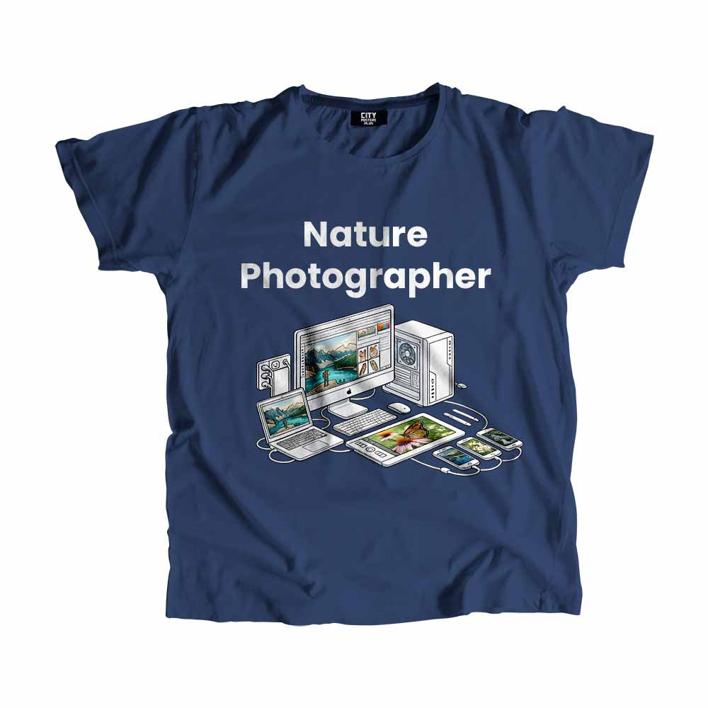 Nature Photographer Men Unisex T-Shirt (Navy Blue) Technology Unisex T-Shirt | City Posters Plus